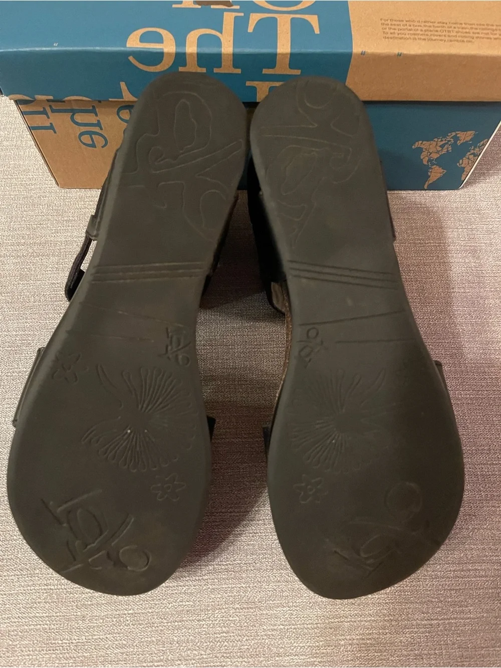 OTBT Black Bushnell Platform Wedge Leather Sandals